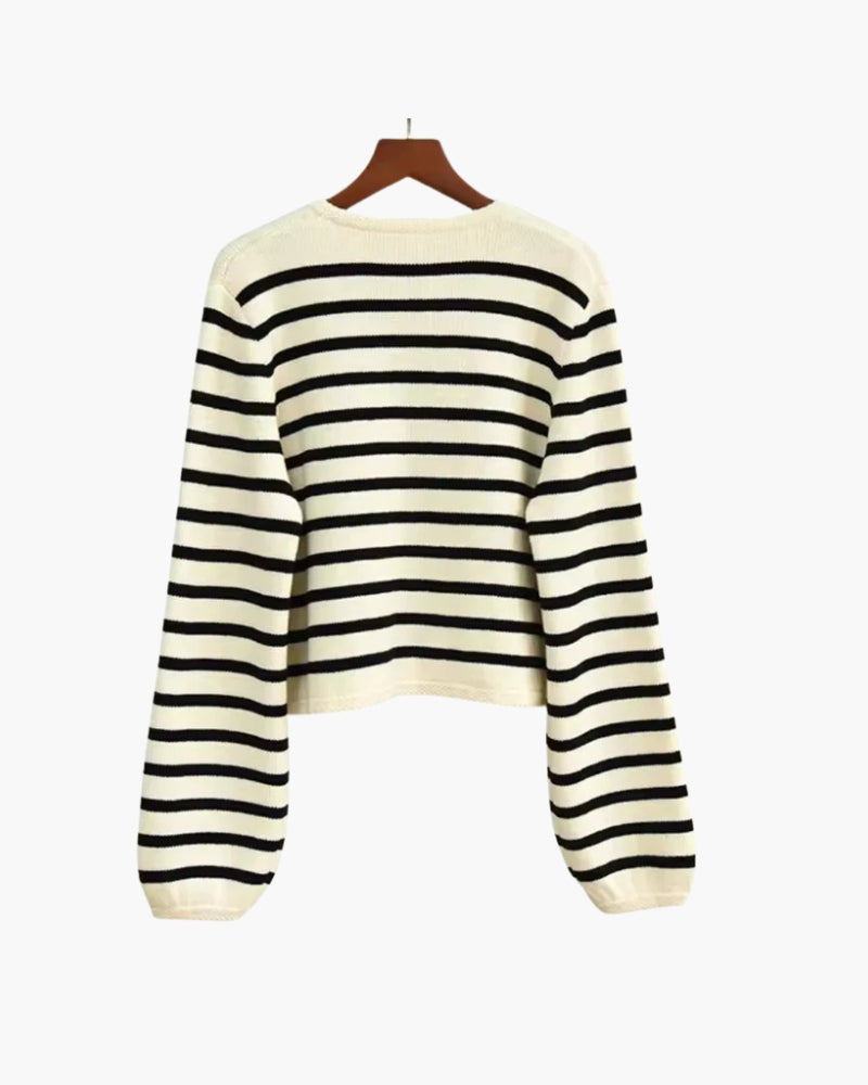 Sophie - Cardigan rayé en laine de qualité supérieure