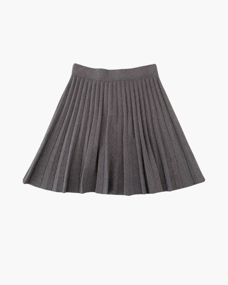 Sophie - Mini jupe plissée en laine Oxford