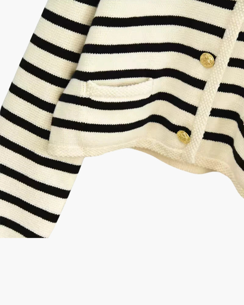 Sophie - Cardigan rayé en laine de qualité supérieure