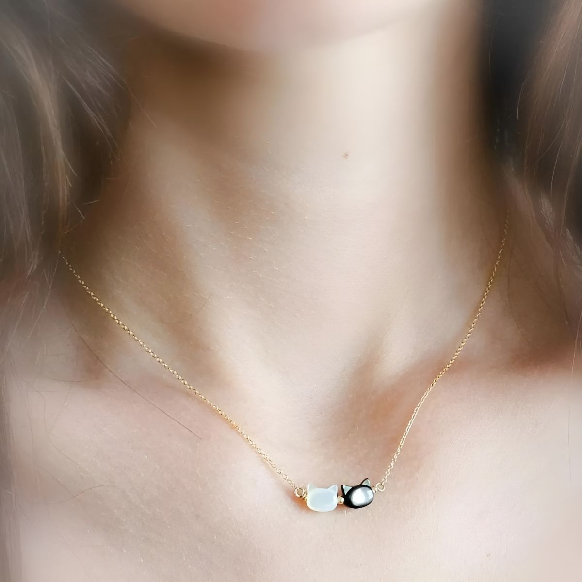 Miaura™ | Collier avec Pierre Précieuse et Forme de Chat
