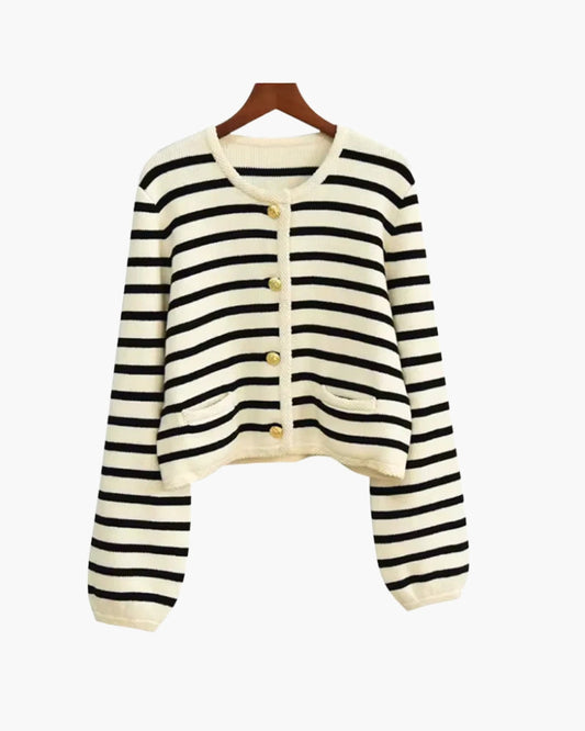 Sophie - Cardigan rayé en laine de qualité supérieure
