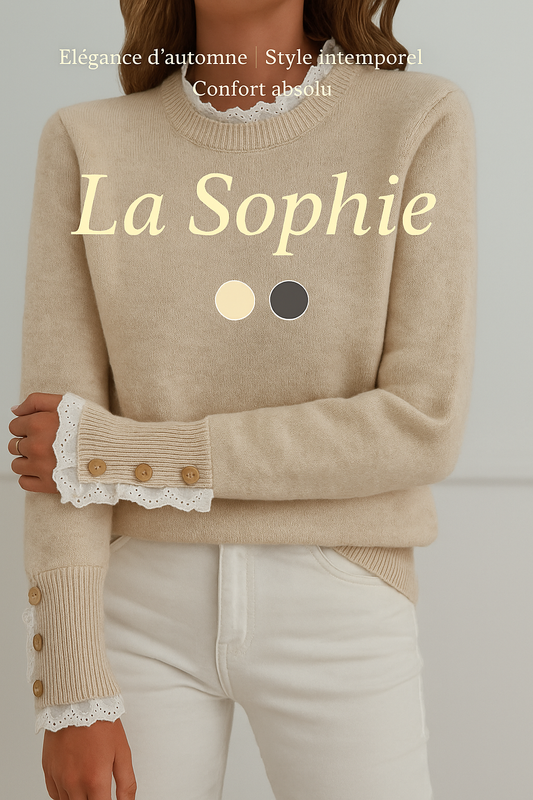 Sophie | Pull élégant avec broderie et dentelle et col rond